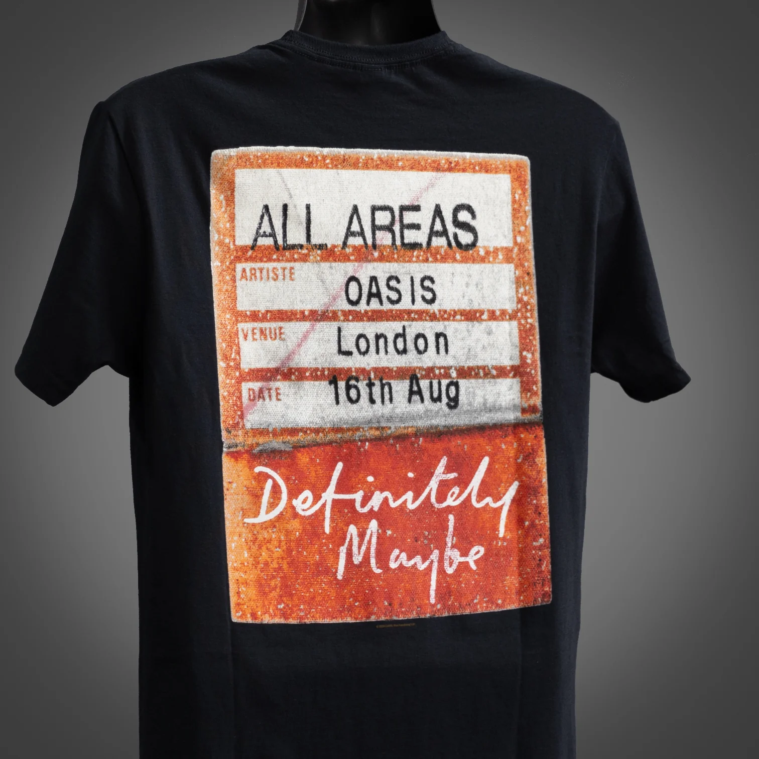 Oasis Definitely Maybe Tour Pass T Shirt Black - New Item - Image 2