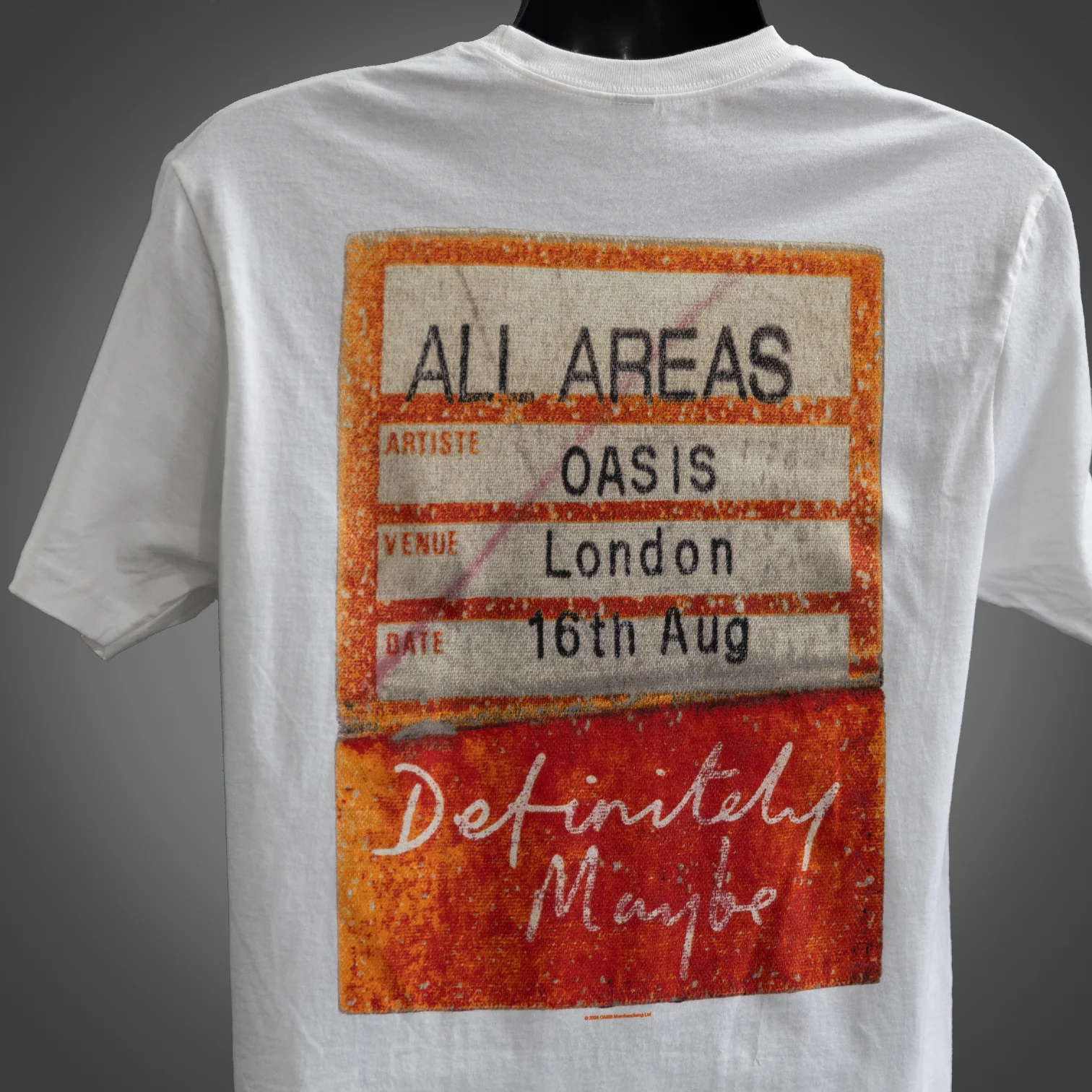 Oasis Definitely Maybe Tour Pass T Shirt White - New Item - Image 2