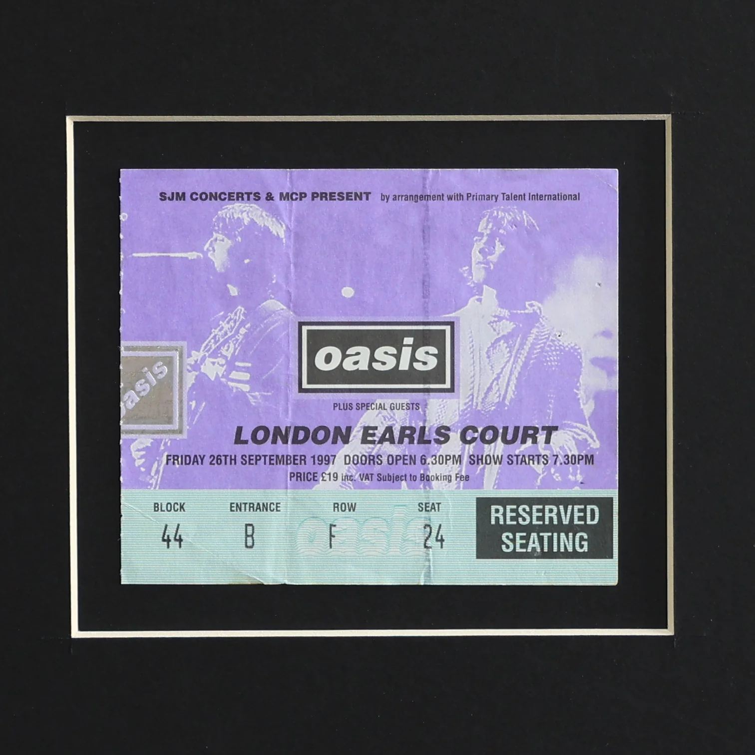 Oasis - Earls Court 1997 Framed Ticket - New Item