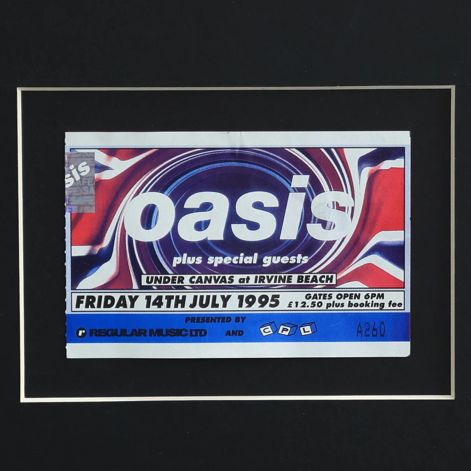Oasis - Irvine Beach 1995 Framed Ticket - New Item