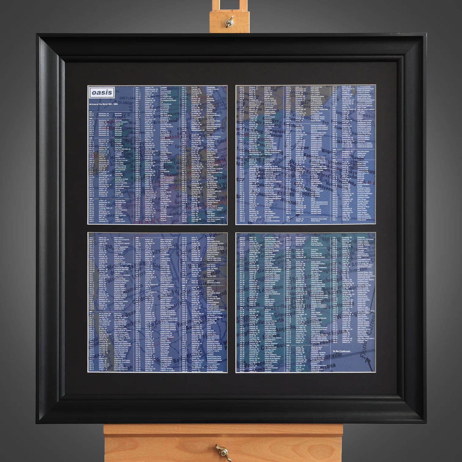 Oasis - EVERY GIG - Large Framed Piece - New Item