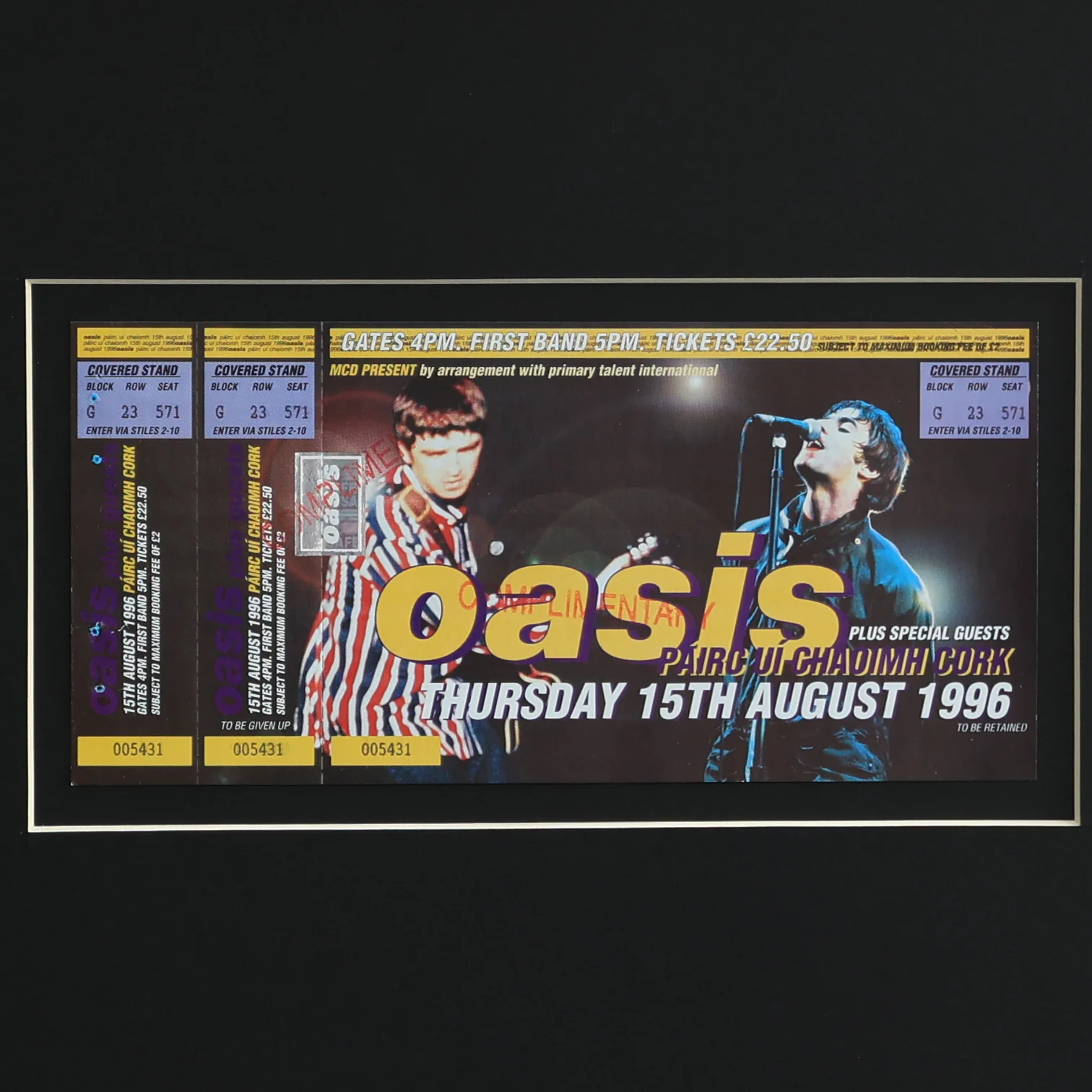 Oasis - RARE - DOUBLE STUB UNUSED Cork 1996 Ticket - New item - Image 3