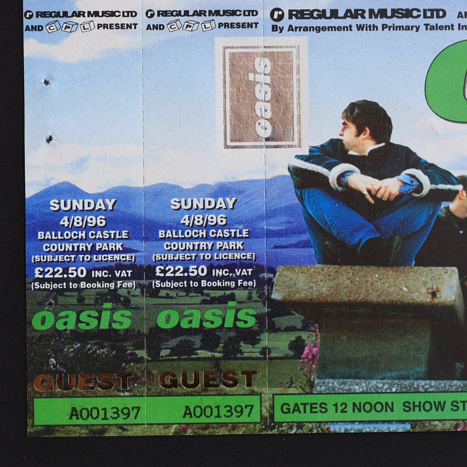 Oasis - RARE - DOUBLE STUB UNUSED Loch Lomond 1996 Ticket - New Item - Image 2