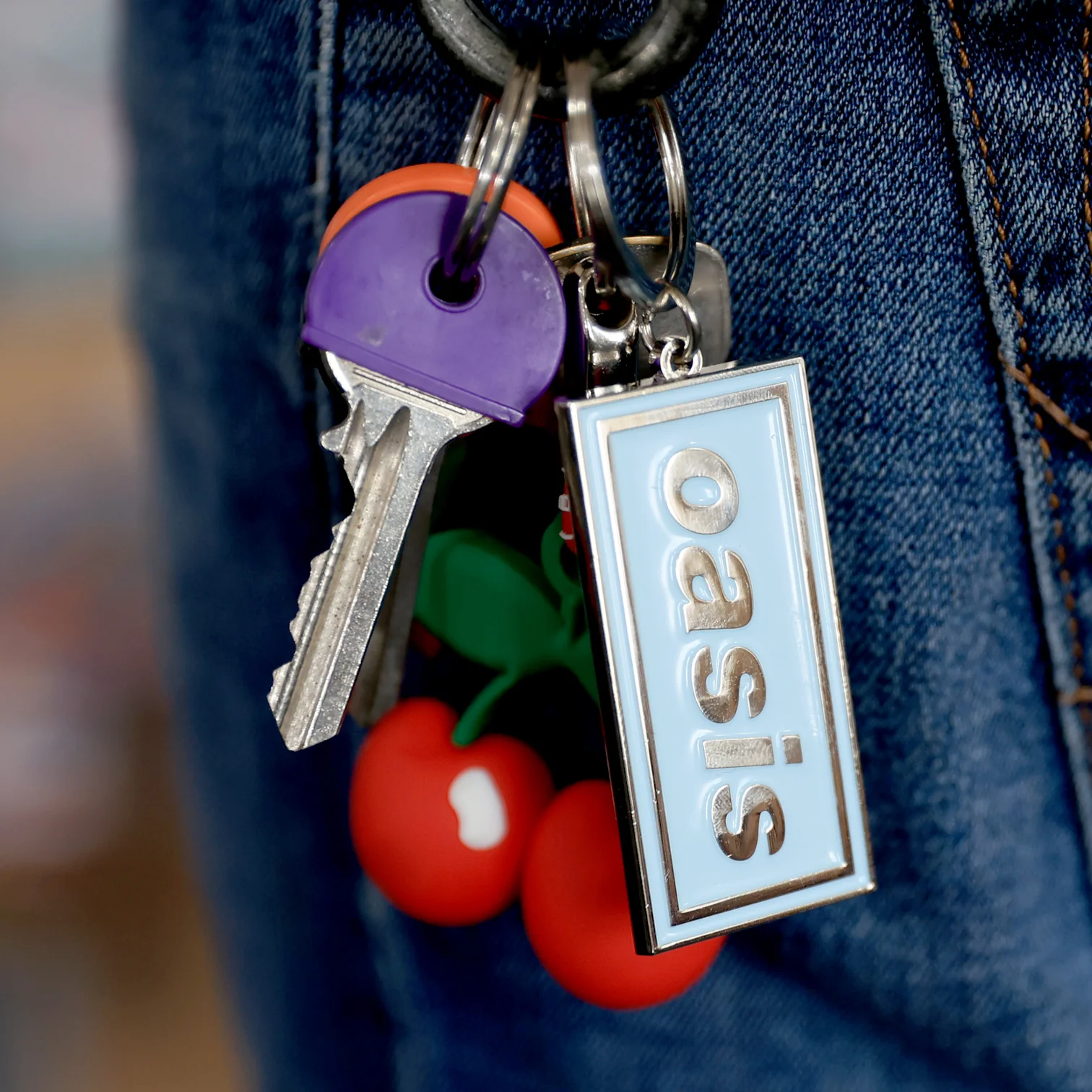 Oasis Sky Blue Classic Logo Keyring - New Item