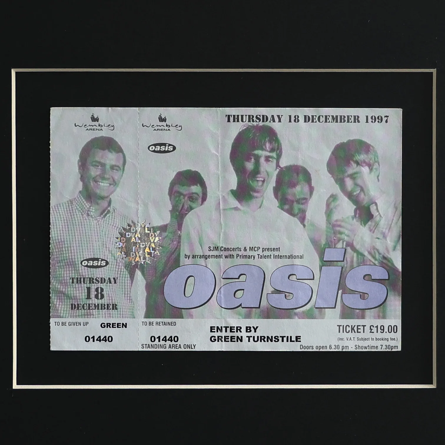 Oasis - UNUSED Wembley Arena 1997 Framed Ticket - New Item - Image 2