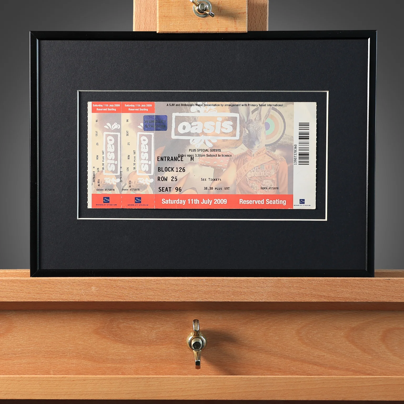 UNUSED Oasis - Wembley Stadium 2009 (Saturday) Framed Ticket - New Item