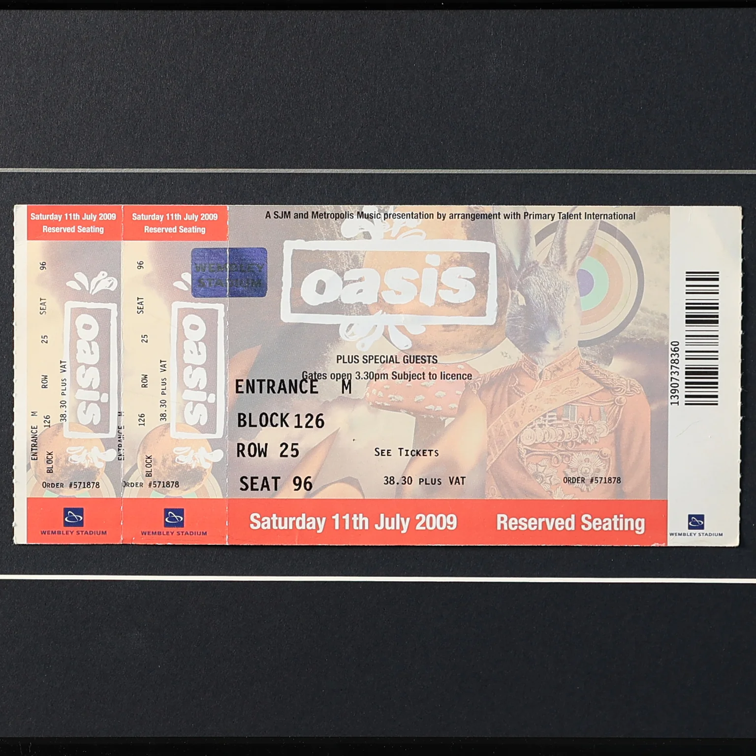 UNUSED Oasis - Wembley Stadium 2009 (Saturday) Framed Ticket - New Item - Image 2